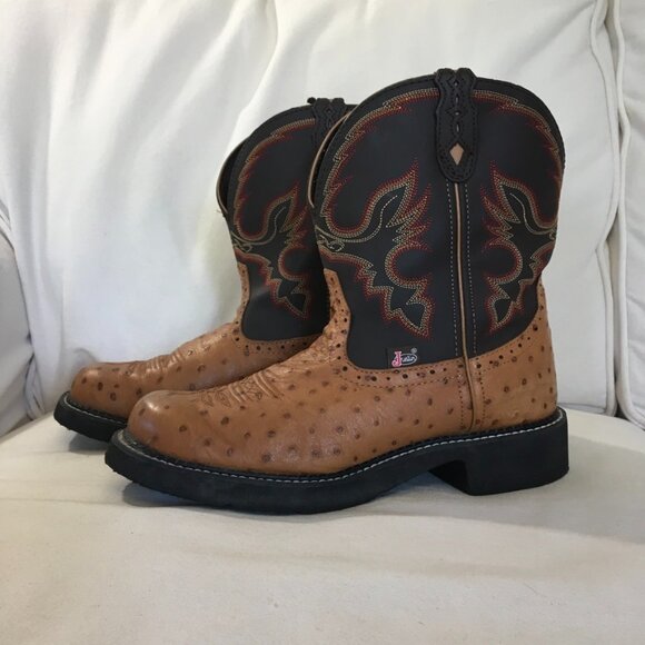 Justin Boots Shoes - Justin Gypsy Ostrich Print Western boots